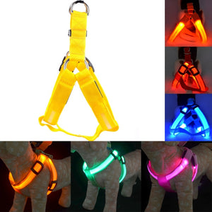 LED Nylon Dog Cat Harness Collar