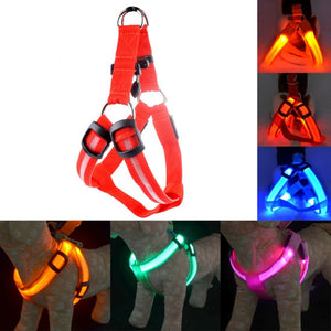 LED Nylon Dog Cat Harness Collar