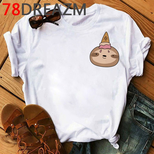 Funny Animal Sloth T Shirt Women Summer