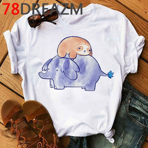 Funny Animal Sloth T Shirt Women Summer