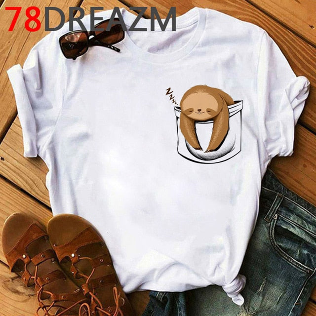 Funny Animal Sloth T Shirt Women Summer