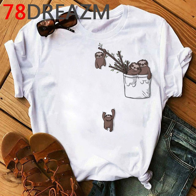 Funny Animal Sloth T Shirt Women Summer