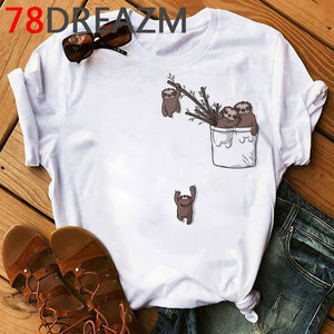 Funny Animal Sloth T Shirt Women Summer