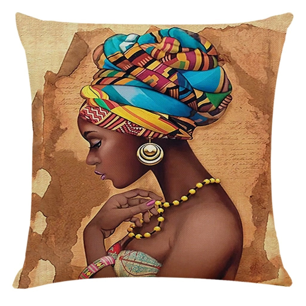 African Women Style Printed Cushion Home Decor