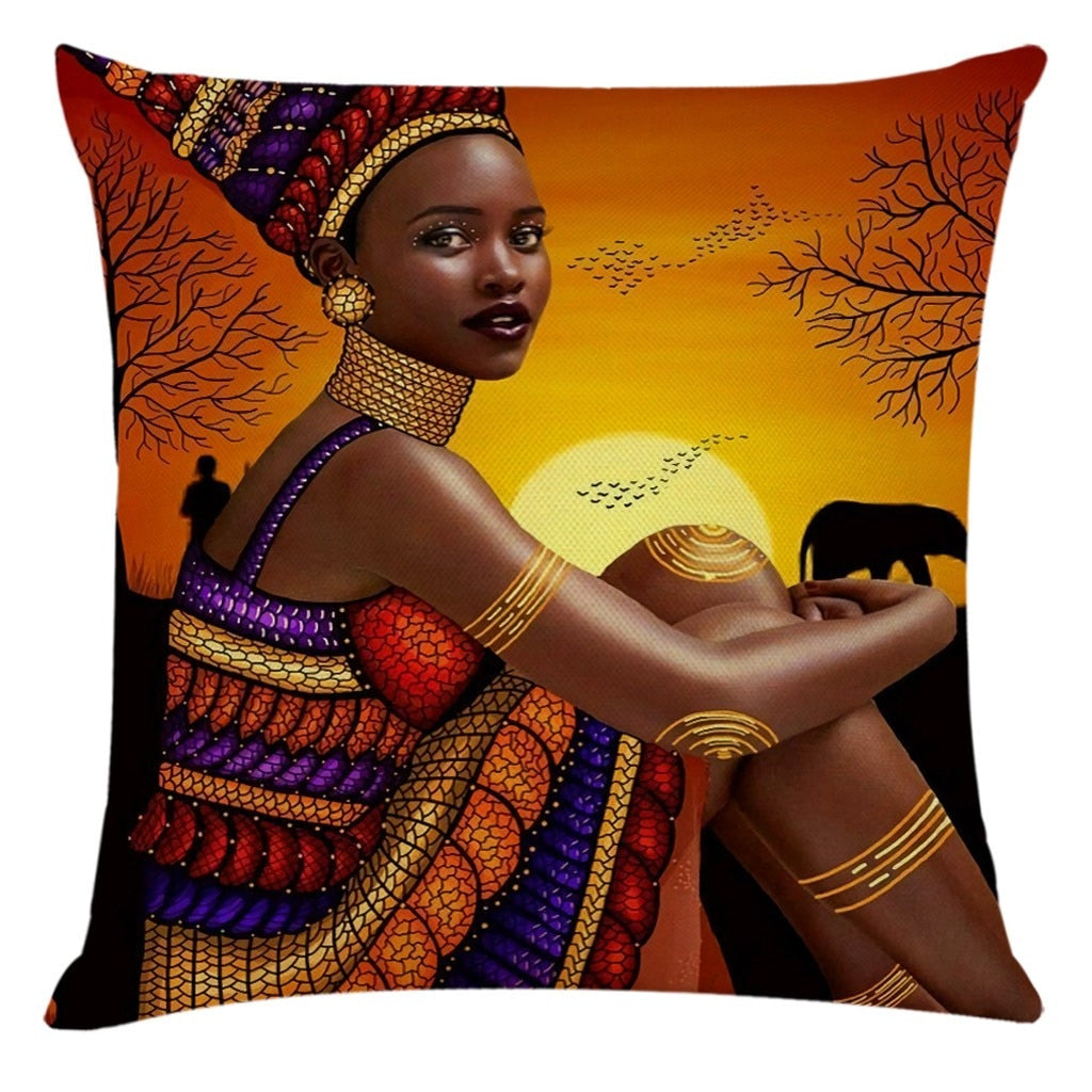 African Women Style Printed Cushion Home Decor