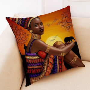 African Women Style Printed Cushion Home Decor