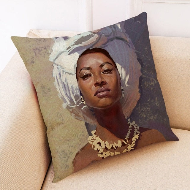 African Women Style Printed Cushion Home Decor